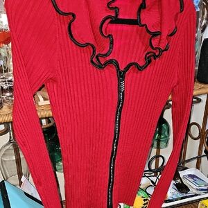 Belldini Red Sweater with Black Trim